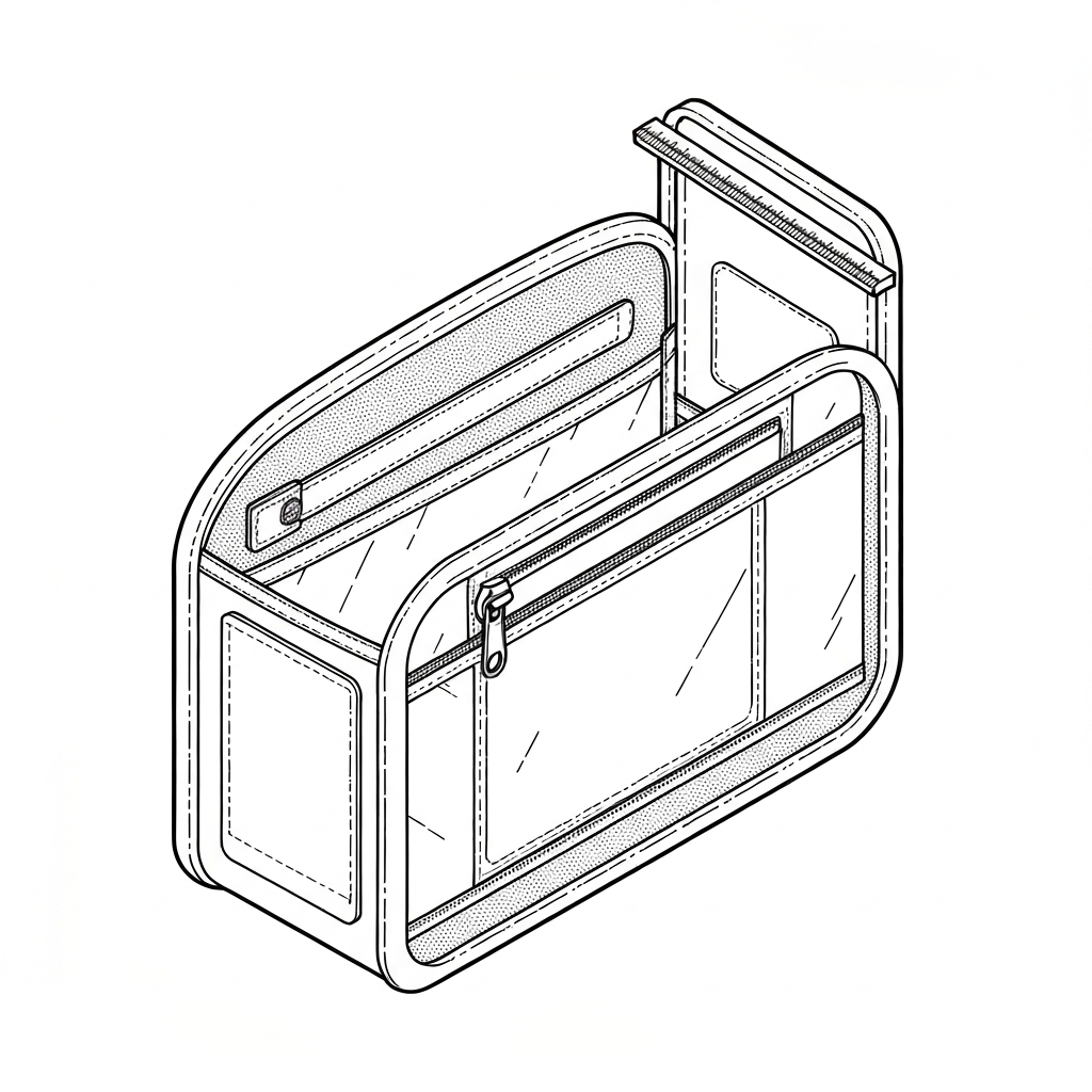 물통주머니 (Water Bottle Pocket / túi bình nước / ボトルポケット / 水壶袋) 기술 도식화
