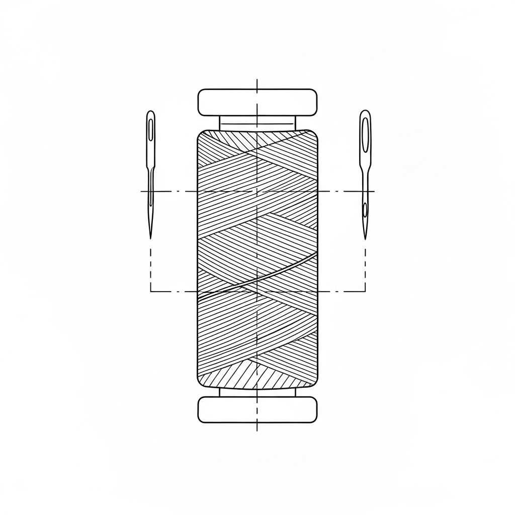 발수사 (Water Repellent Thread / Chỉ kháng nước / 撥水糸) 기술 도식화